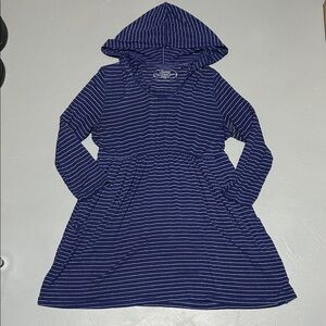 Soma Blue with White Stripes Soft Hooded Dress Long Sleeves (Women’s Size Large)